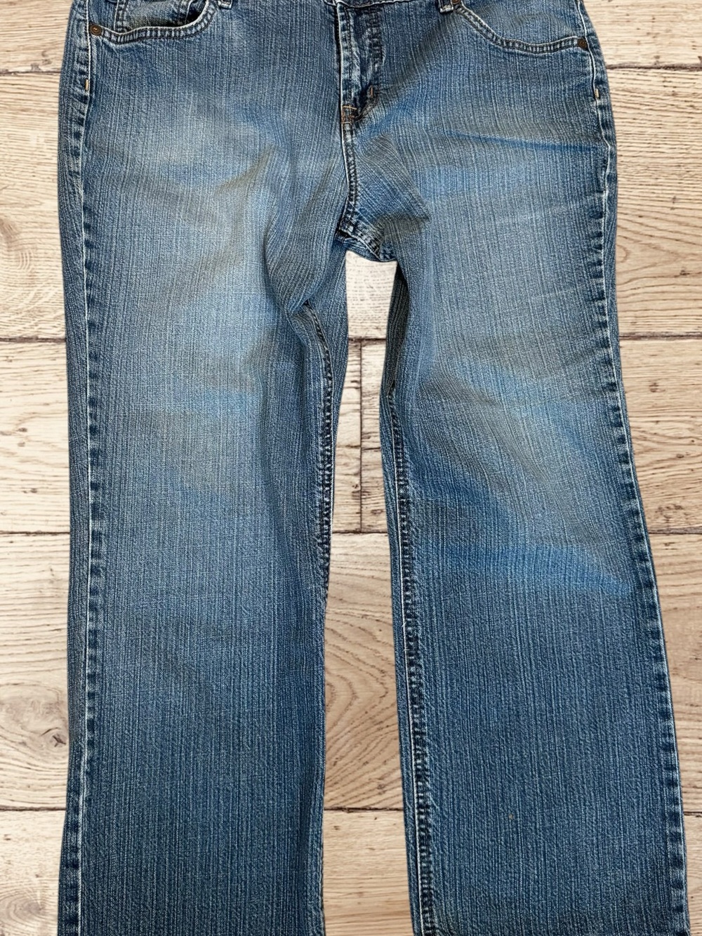 Bandolino Blu Y2K Bootcut Flare Jeans Medium Wash Short Inseam Size 16